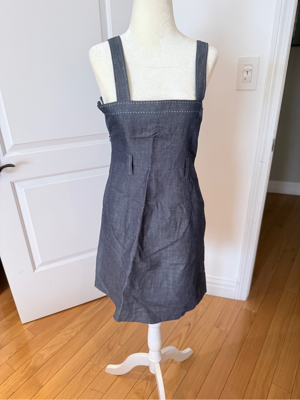 LOFT blue Square-Neck Midi Dress